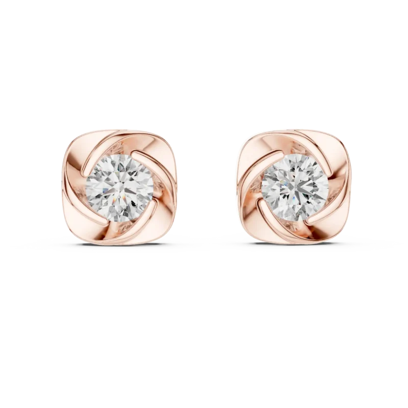 novafacet-aura-flow-round-diamond-stud-earrings-rose-gold-front