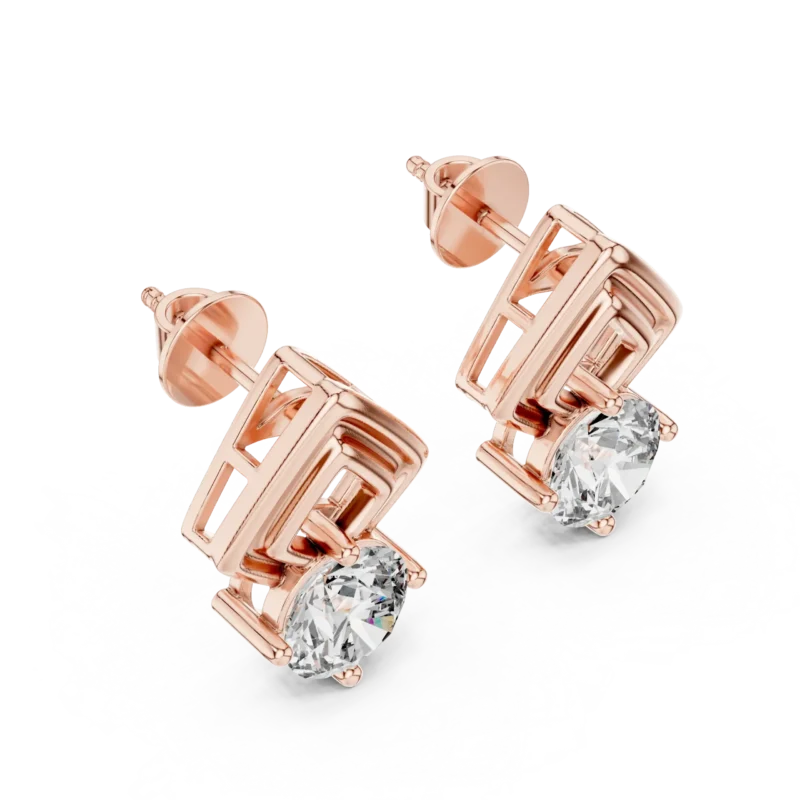 novafacet-contemporary-frame-solitaire-diamond-stud-earrings-rose-gold-side-angle
