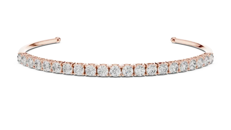 novafacet-elegant-3mm-round-diamond-bangle bracelet-rose-gold-front